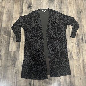 Terra & Sky Women's Plus Size Leopard Printed Long Cardigan Duster Size 0X (14w)